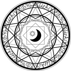月と星の魔法陣　異世界風の手書き文字