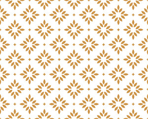 Flower geometric pattern. Seamless vector background. White and gold ornament. Ornament for fabric, wallpaper, packaging. Decorative print