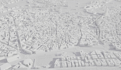 Madrid, Spain city map aerial view. minimal design. 3D Rendering