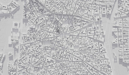 Madrid, Spain city map aerial view. minimal design. 3D Rendering