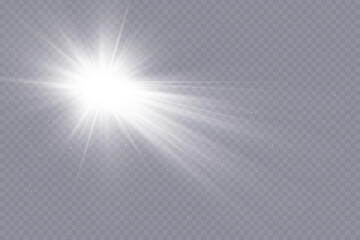 Glow effect. Star on transparent background.Bright sun. Vector illustration.
