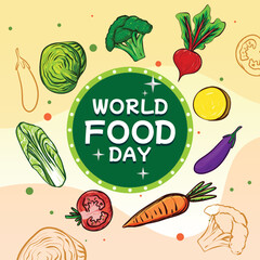 world food day greeting card realistic abstract layout full of healthy vegetables