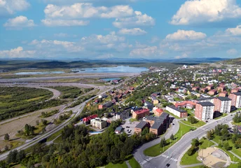 Foto op Plexiglas Aerial view of the Swedish mining city Kiruna in northern Scandinavia within the arctic circle weeks before the relocation of the city's downtown area. © Charlotte