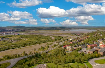 Foto op Canvas Aerial view of the Swedish mining city Kiruna in northern Scandinavia within the arctic circle weeks before the relocation of the city's downtown area. © Charlotte