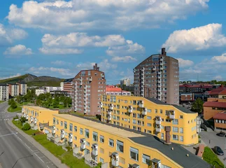Tuinposter Aerial view of the Swedish mining city Kiruna in northern Scandinavia within the arctic circle weeks before the relocation of the city's downtown area. © Charlotte