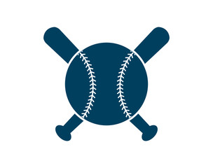 Crossed Baseball Bats and Ball. Baseball logo Template. Split, circle monograms. Criss Cross Bats.