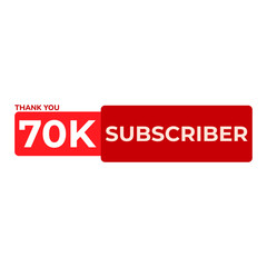 THANK YOU 70K SUBSCRIBER CELEBRATION TEMPLATE DESIGN BANNER ART VECTOR GOOD FOR SOCIAL MEDIA, CARD , POSTER