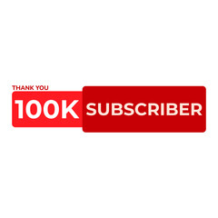 Fototapeta premium THANK YOU 100K SUBSCRIBER CELEBRATION TEMPLATE DESIGN BANNER ART VECTOR GOOD FOR SOCIAL MEDIA, CARD , POSTER