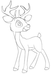 Deer. Element for coloring page. Cartoon style.