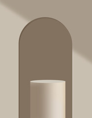 Archway, Cosmetic background minimal mockup scene for product presentation, fashion product interior, 3d render