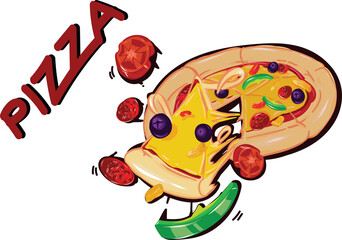 pizza isolated flying