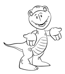Dinosaur. Element for coloring page. Cartoon style.