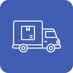 Delivery Truck Multicolor Round Corner Line Inverted Icon