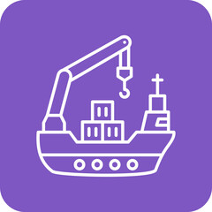 Cargo Ship Multicolor Round Corner Line Inverted Icon