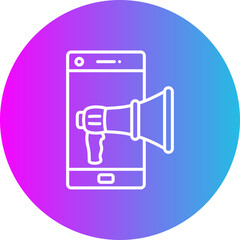 Mobile Marketing Gradient Circle Line Inverted Icon