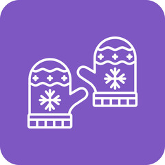 Winter Gloves Multicolor Round Corner Line Inverted Icon