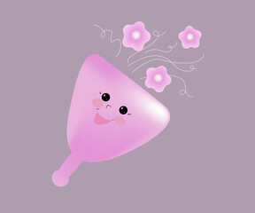 3d render Menstrual Cup character,problem deficit products  womans hygiene, vector cartoon illustration