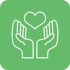 Obraz premium Hand With Heart Multicolor Round Corner Line Inverted Icon