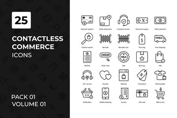 Contactless Commerce icons collection. Set contains such Icons as card, commerce, contactless, and more