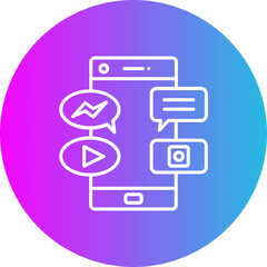 Social Media Gradient Circle Line Inverted Icon