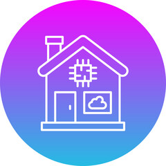 Smart House Gradient Circle Line Inverted Icon