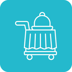 Room Service Multicolor Round Corner Line Inverted Icon