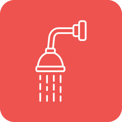 Shower Head Multicolor Round Corner Line Inverted Icon