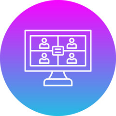 Video Call Gradient Circle Line Inverted Icon