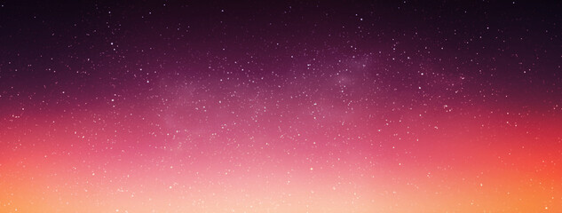 Night starry sky at sunset. Red galaxy, horizontal banner