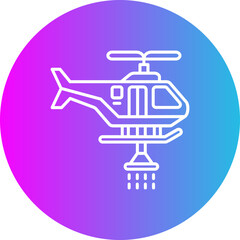 Firefighter Helicopter Gradient Circle Line Inverted Icon