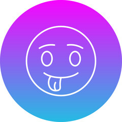Tongue Out Gradient Circle Line Inverted Icon