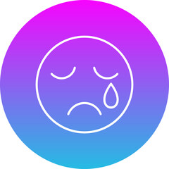 Crying Gradient Circle Line Inverted Icon