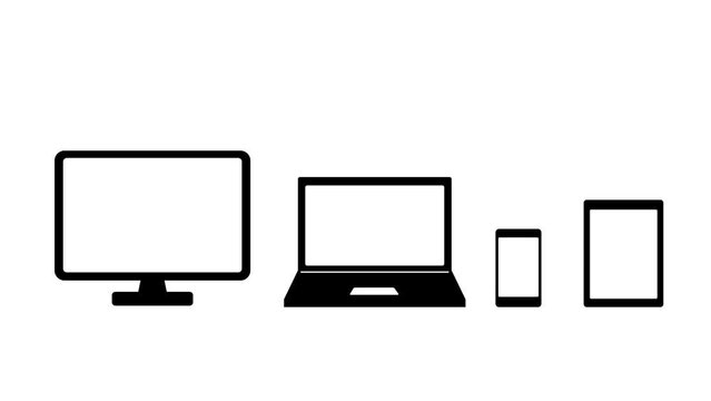 Computer.　Smartphones. Tablet devices .  Animated video.