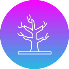 Dry Tree Gradient Circle Line Inverted Icon