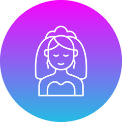 Bride Gradient Circle Line Inverted Icon