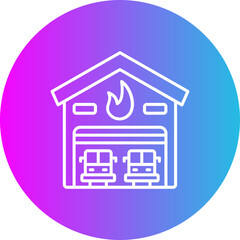 Firefighter Garage Gradient Circle Line Inverted Icon