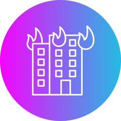 Building Fire Gradient Circle Line Inverted Icon