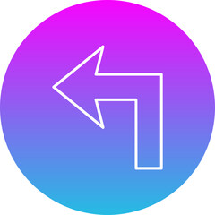 Turn Left Gradient Circle Line Inverted Icon
