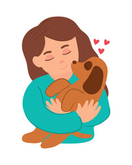 female carrying a dog