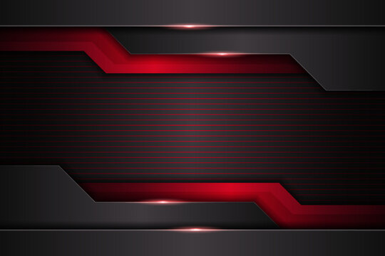 Modern Futuristic Technology Overlap Red on Dark Metallic Premium Background Frame Template