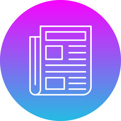 Newspaper Gradient Circle Line Inverted Icon