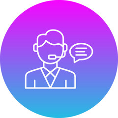 Customer Service Gradient Circle Line Inverted Icon