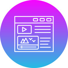 Video Content Gradient Circle Line Inverted Icon