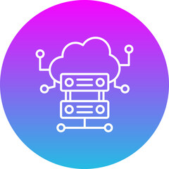 Cloud Server Gradient Circle Line Inverted Icon