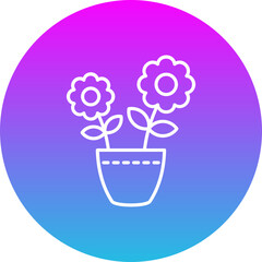 Flower Pot Gradient Circle Line Inverted Icon