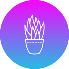 Plant Pot Gradient Circle Line Inverted Icon