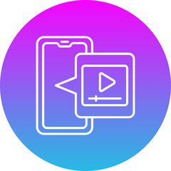 Video Player Gradient Circle Line Inverted Icon