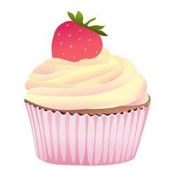 Strawberry cupcakes vector illustration