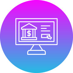 Online Banking Gradient Circle Line Inverted Icon
