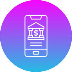 Mobile Banking Gradient Circle Line Inverted Icon